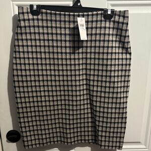 J. Jill Classic Black and Cream Plaid Pencil Skirt